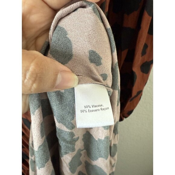 Megan Renee Talia Drape Animal Print Wrap Maxi Dress Brown Boho Contemporary M - Picture 10 of 10